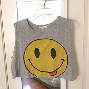 Forever 21 Happy Face Muscle Tee